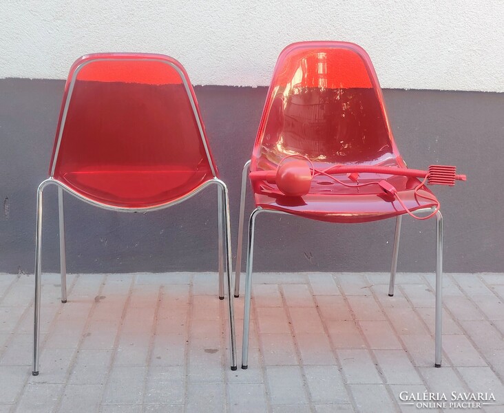 Vintage Pedrali szék plexiglass párban+ asztali lámpa ALKUDHATÓ