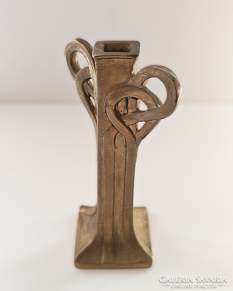 Antik német Jugendstil bronz kisváza – WMF / Kayserzinn stílus, kb. 1900–1910