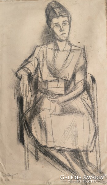 Szobotka Imre(1890-1961): Kubista női portré. Jelzett, datált:1922.