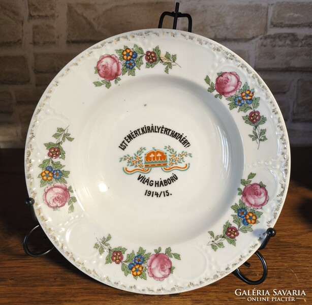 Első világháborús porcelán falitányér! ISTENÉRT.KIRÁLYÉRT.HAZÁÉRT! VILÁGHÁBORÚ 1914/15