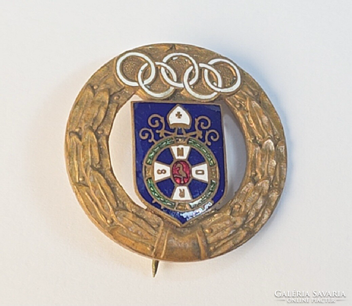 Olimpiai ötkarikás zománc jelvény a Ciszterci rend címerével / Horthy korszak 1920 - 1940