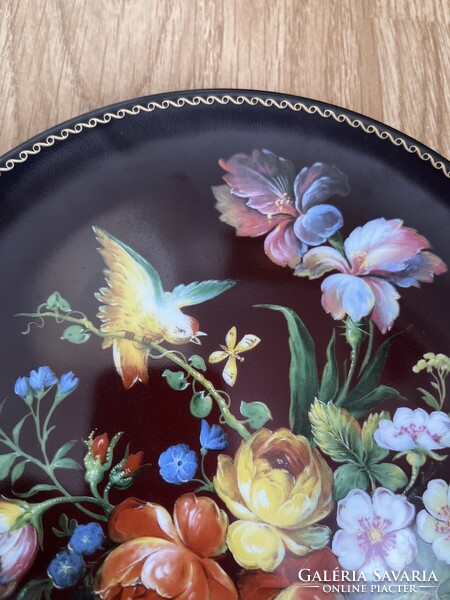 Álomszép gyűjtői rózsás porcelán dísztányér Bradex.