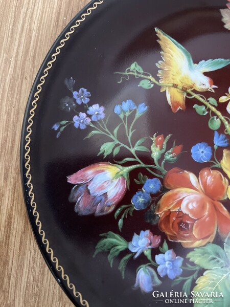 Álomszép gyűjtői rózsás porcelán dísztányér Bradex.