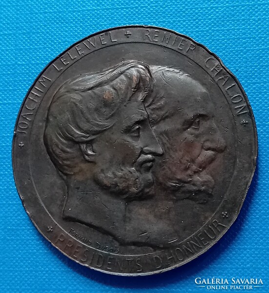 Ferdinánd Dubois:  Bronz érem a Brüsszeli numizmatikai egyesület , Lelewel és Chaon