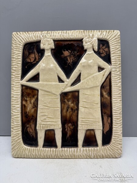 Kerámia falikép, falidísz, 21,5 cm x 24 cm