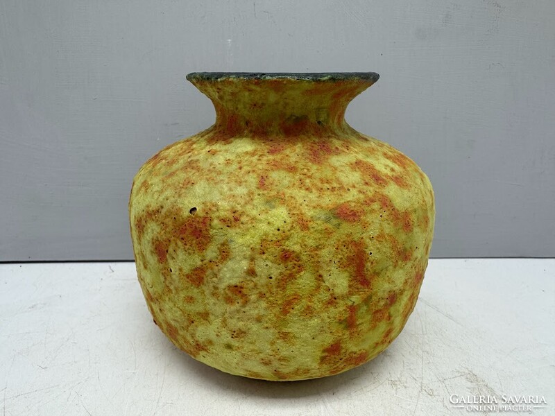 Horváth Magdolna, retro váza, magyar iparművészeti kerámia, 12 cm
