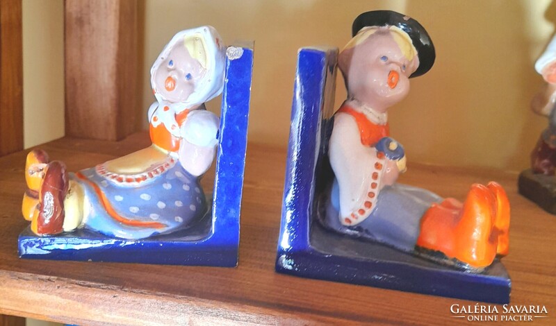 :KOMLÓS-KERÁMIA art-deco fiú-lány könyvtámasz párban