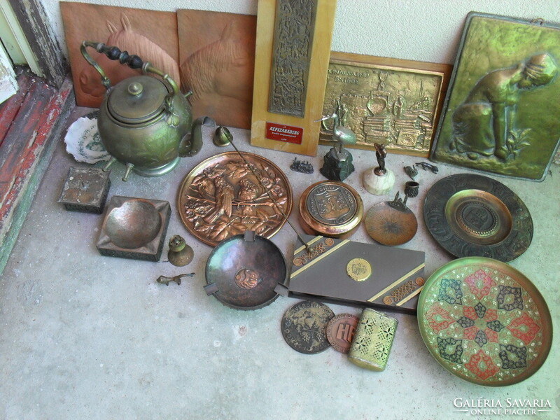 Iparművész vörösréz bronz réz szobor, dombormű,falikép,hamuzó ,doboz ,sütőforma stb.
