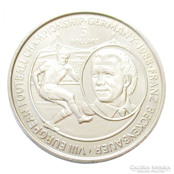 Niue,5 dollars 1988 - Franz Beckenbauer focista aUNC+ nikkel