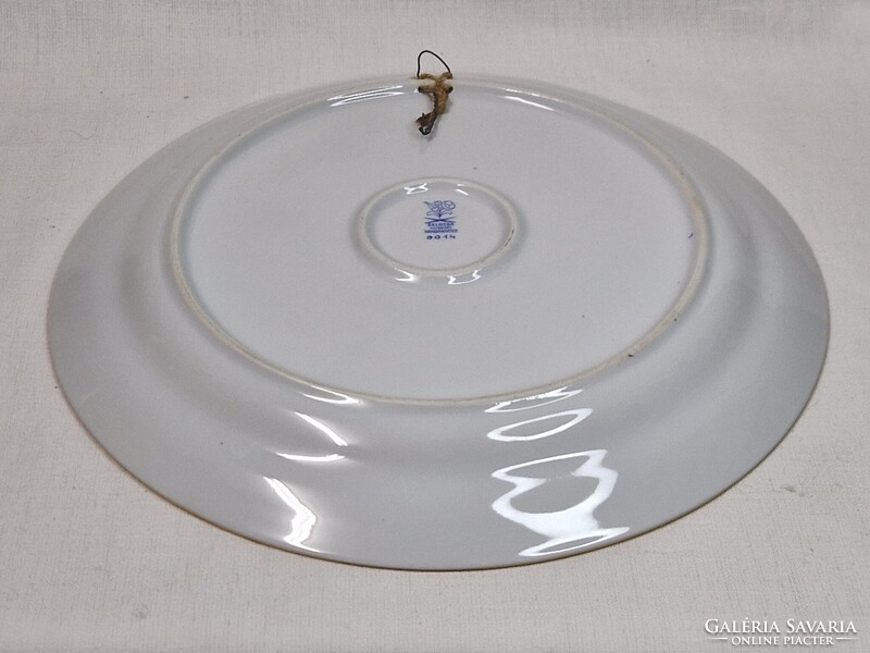 Kalocsai nagy méretű kézzel festett porcelán virág mintás tál vagy fali dísz hibátlan állapot 29 cm.