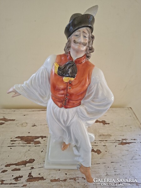 Herendi porcelán figura – Táncoló juhász (Betyár / Paraszt), hibátlan