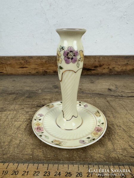 -AX682- Zsolnay pillangós porcelán gyertyatartó talpas asztali gyertya tartó kézzel festett