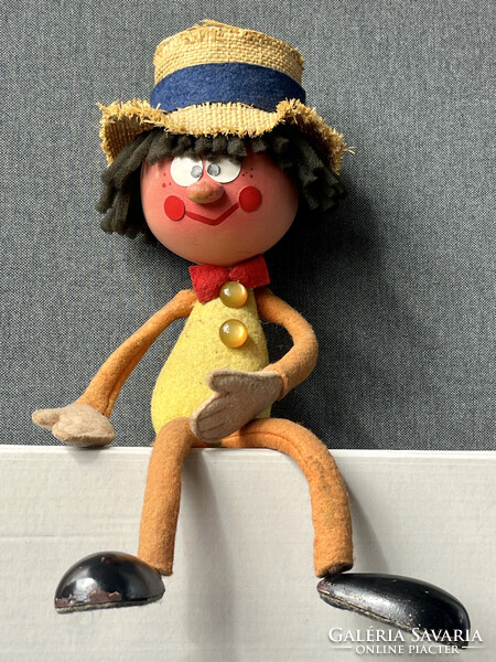 Foky Ottó szalmakalapos báb, 33 cm figura, eredeti , Foky báb.