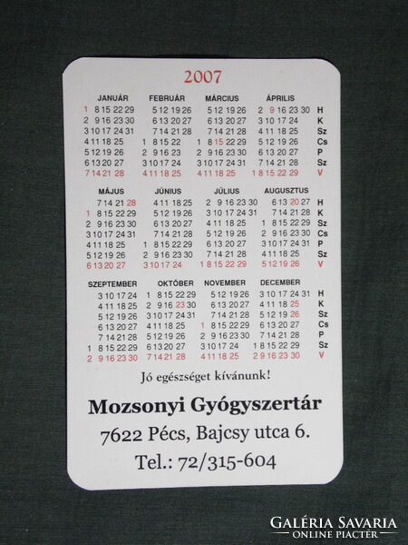 Kártyanaptár,Mozsonyi gyógyszertár,patika,Pécs,tavaszi tőzike virág, 2007   (8)