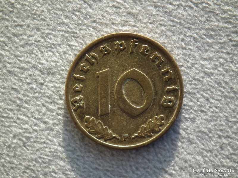 Németország, horogkeresztes birodalmi 10 Pfennig (Reichspfennig), 1938 F