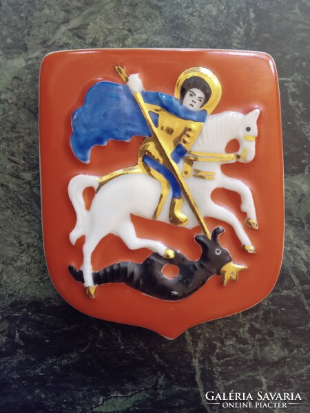 Sárkányölő Szent György - orosz Dimitrovszkij Verbilki porcelán falidísz