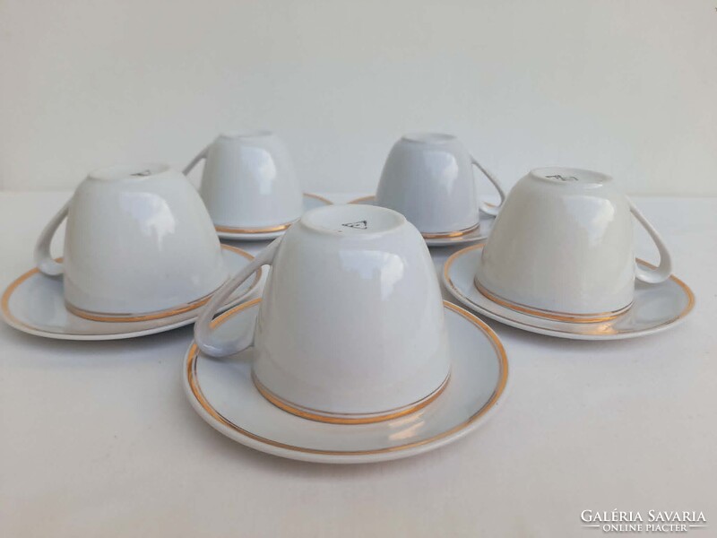 Zsolnay 5 szemelyes aranyszegelyes teas szett