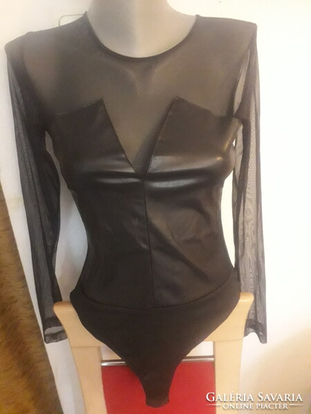 Italian Casual Stretch Zippered Long Sleeve Bodysuit, Size 38, Excellent Condition