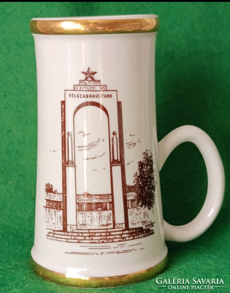 Retro Békéscsaba Hollóházi porcelán emlékkorsó – Jelzett ,hibátlan 1970-80 évek