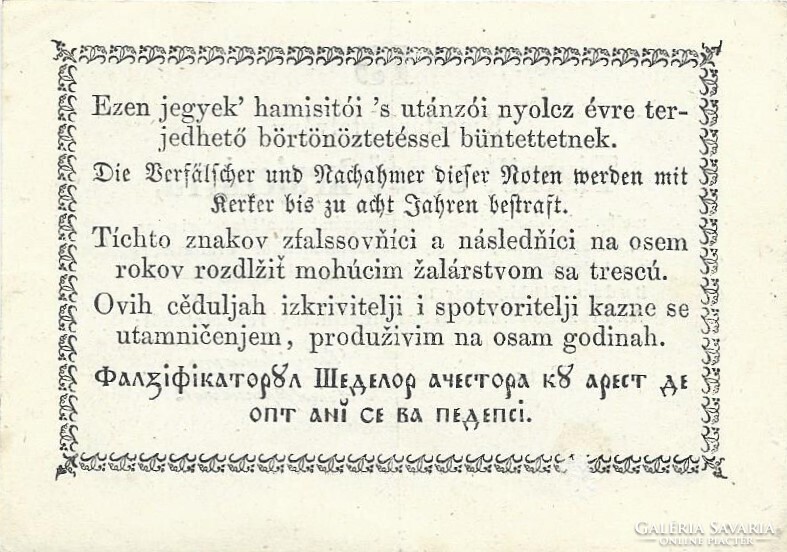 15 tizenöt pengő krajczárra krajcárra 1849 Kossuth bankó 3.