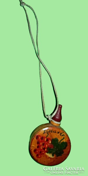 1960'S szuvenírboltos emléktárgy EGER EMLÉK festett fa pici kulacs EGRI BIKAVÉR HIBÁTLAN