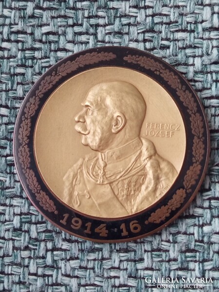 Ferenc József emlékérem 1914-1916 fekete zománccal eredeti dobozában