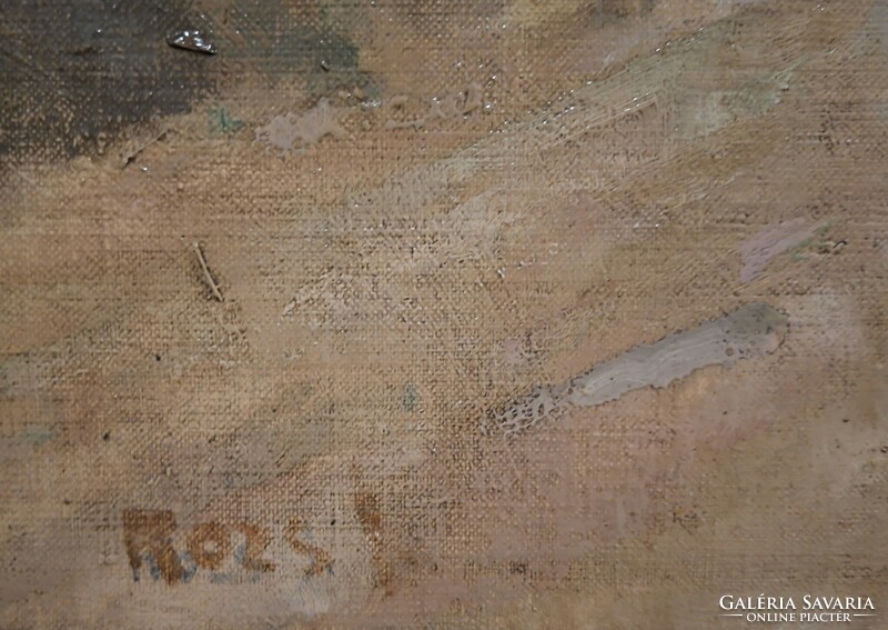 Kiváló kvalitású, Rozs János (1901-1987)  olajfestmény! Hazafelé.  Olaj/vászon, 70x90cm + keret!
