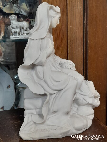 Art Deco Capodimonte Giuseppe Armani 1983 Florence Mária Jászolba Gyermekével Szobor. 22 cm.