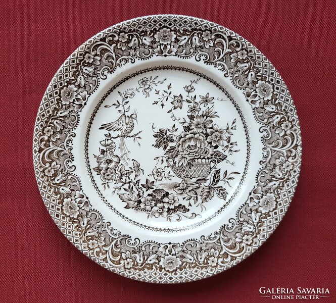 Staffordshire Ironstone Tableware angol jelenetes barna porcelán kistányér süteményes tányér