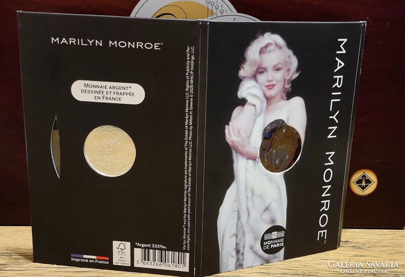 Marilyn Monroe ezüst emlékérme 2026 Franciaország 10 Euro 2026 Ag
