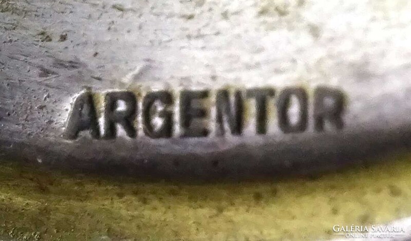 2B186 Antik ezüstözött Argentor réz kínáló tálca 35 cm
