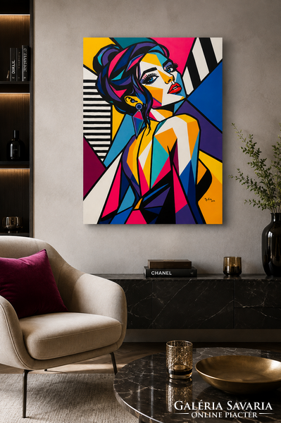 JuKa -  „Prizma – A fény arca” akril vásznon - Méret: 80 × 60 cm