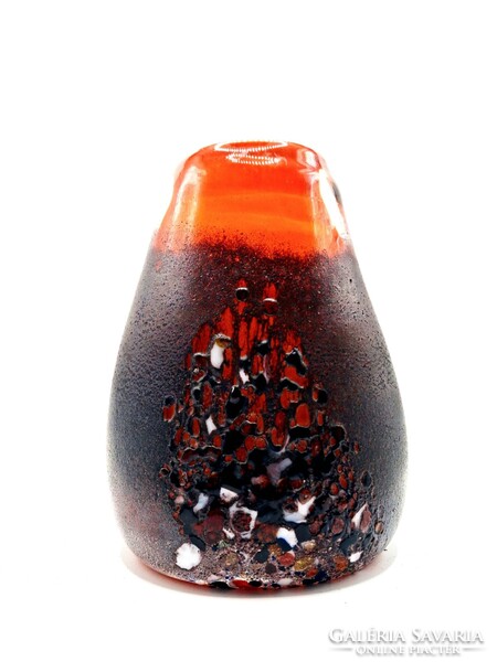 Ritka muránói Fat Lava stílusú üvegváza – 16 cm