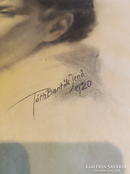 Tóth Bartók Jenő (1889-) – 2 db eredeti szénrajz portré (1920, 1921) – Ritka Péterfalvai és Arches v