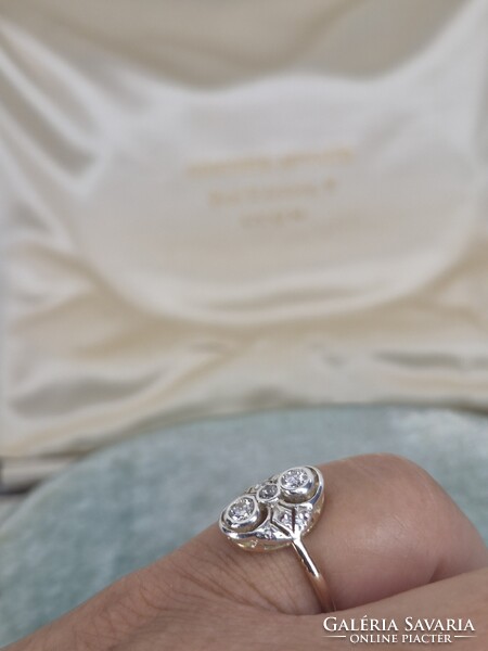 Art deco antik arany gyűrű brillekkel cca 0.22 ct