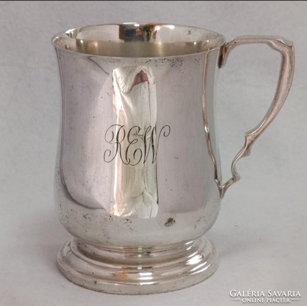 Vintage Lonsdale ezüstözött krigli /monogramos söröskorsó – Poston Products, Sheffield (12x9 cm)