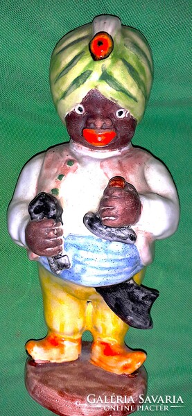 Antik H.RAHMER MÁRIA - ART DECO - KISKAKAS GYÉMÁNTFÉLKRAJCÁRJA -TÖRÖK SZULTÁN kerámia figura 22 cm