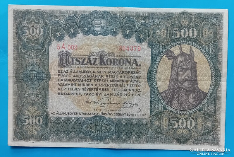 500 Korona 1920 évi , nagyon szép