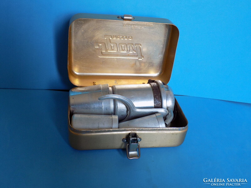 Ritka Retro "Sport Presso" kemping kávéfőző szett dobozában (1960-as évek)