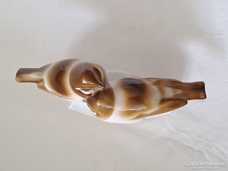 Szép festésű, Zsolnay cinke / cinege páros porcelán figura, Sinkó András terve