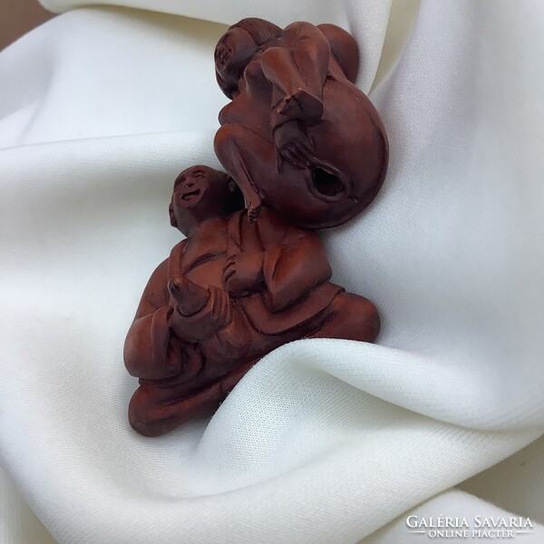 Akt szobor erotikus netsuke necuke japán Gésa Szamuráj shunga faragás fa miniatűr meztelen nő szex