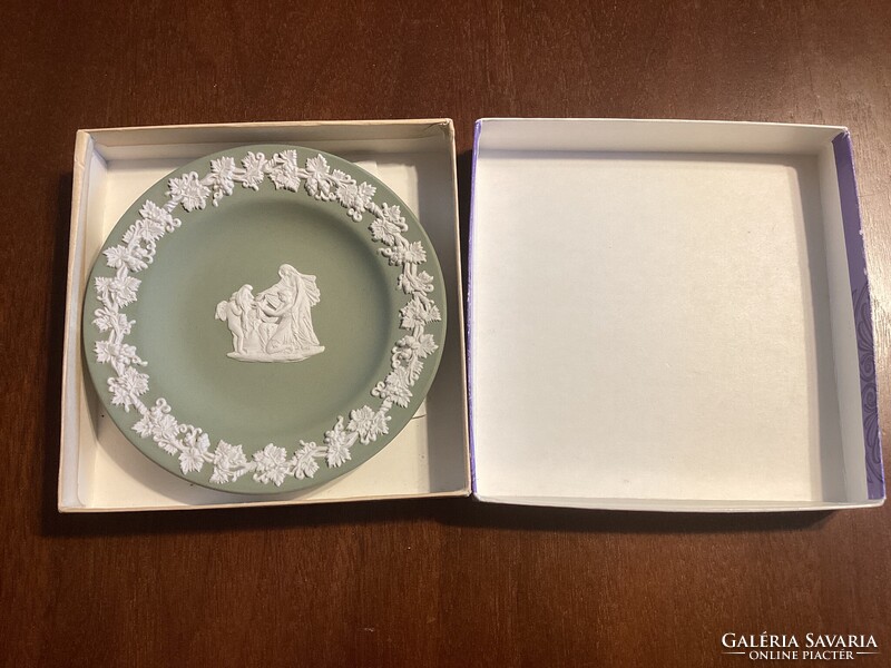 Wedgwood zöld Jasperware kerámia dísztál