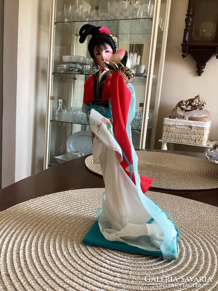 Vintage Japanese Geisha Costume Doll on Stand 25 cm tall