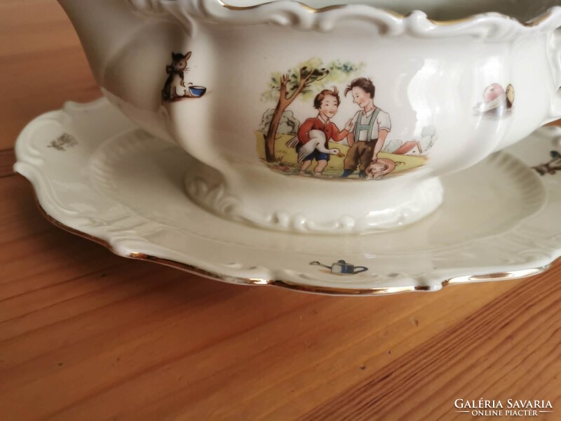 Antique OEPIAG Czech porcelain sauce dish / gravy boat (1920s-30s)
