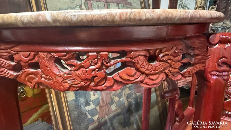 Kínai faragott tömörfa bútor, japán, keleti, ázsiai, szék, asztal