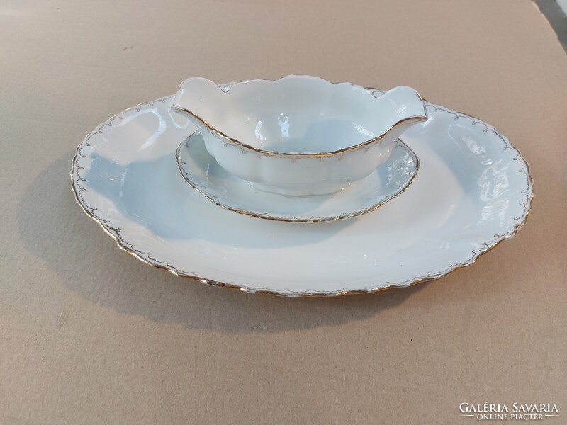 Antik Tielsch - Altvasser porcelán sültes tál szószos kínálóval