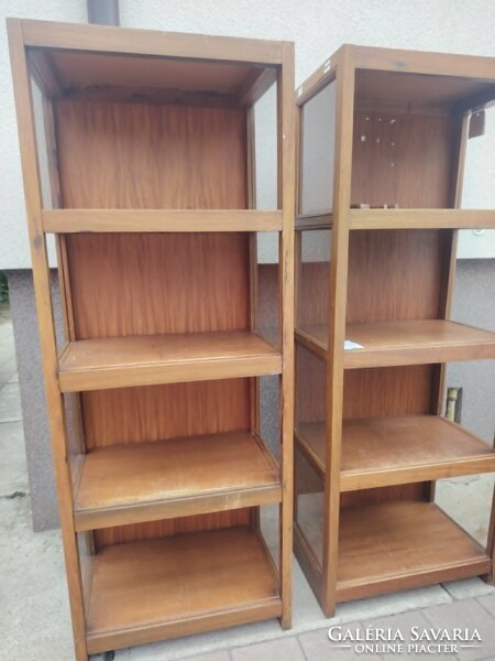 Art deco, mid century tömörfa vitrin, 2db, könyvesszekrény, polc