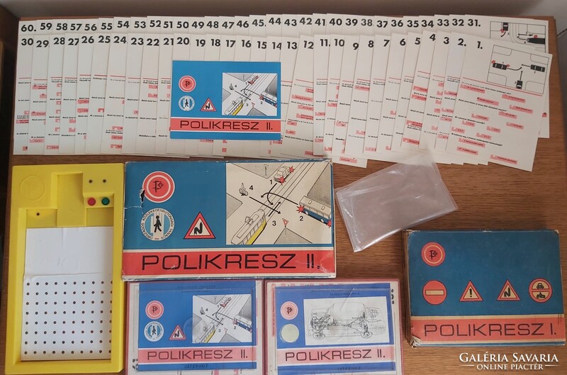Ritka gyűjtői darab! Polikresz I. és II. teljes retro KRESZ játék csomag (Működik, 1-180 lap)