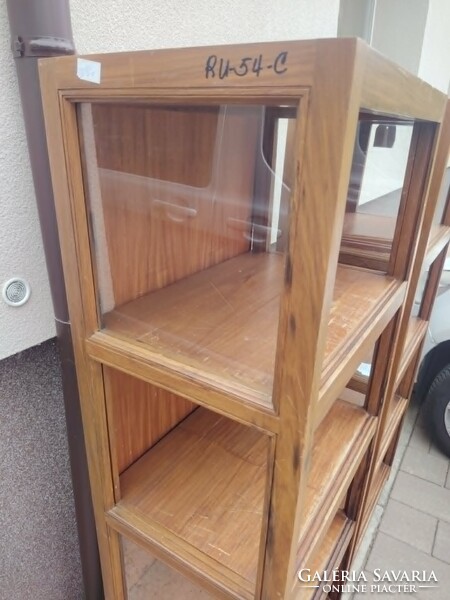 Art deco, mid century tömörfa vitrin, 2db, könyvesszekrény, polc