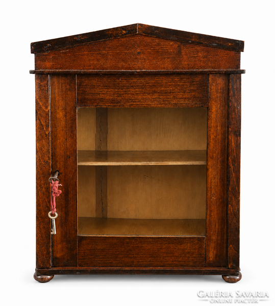 Biedermeier bükk furnérozott kis vitrinszekrény, 42 cm – 19. század első fele